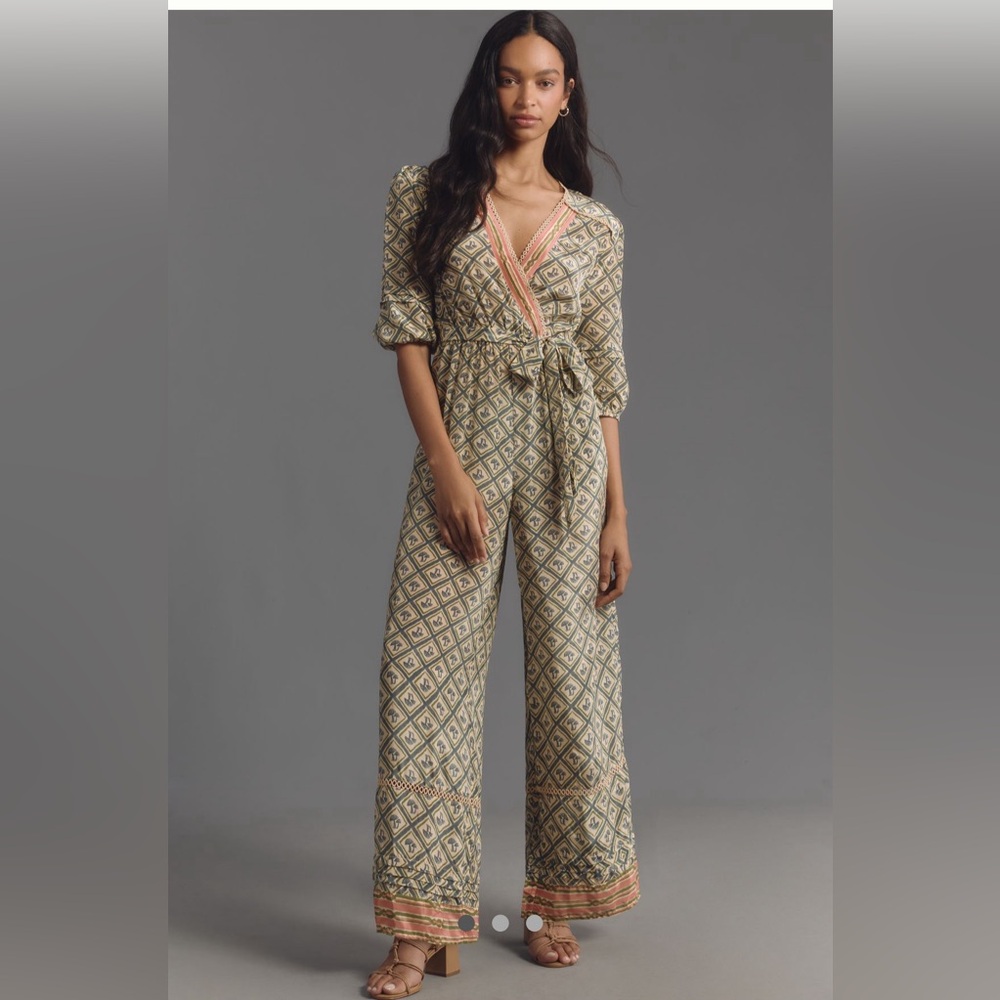 Farm Rio By Anthropologie V neck jumpsuit NWT